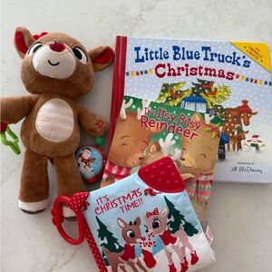 Reindeer Plush Toy and Christmas Book Set